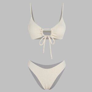 Cut Out Front Tied Bikini Swimsuit